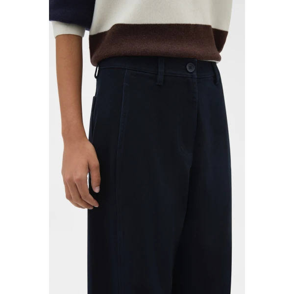 Oroton Barrel Twill Leg Pant North Sea, view 4