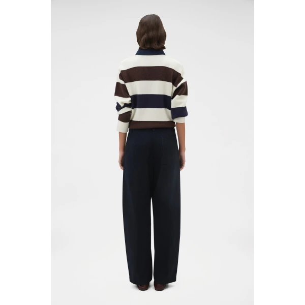 Oroton Barrel Twill Leg Pant North Sea, view 5