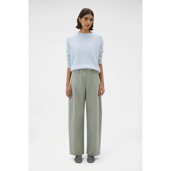 Oroton Barrel Twill Leg Pant Silver Sage, view 2