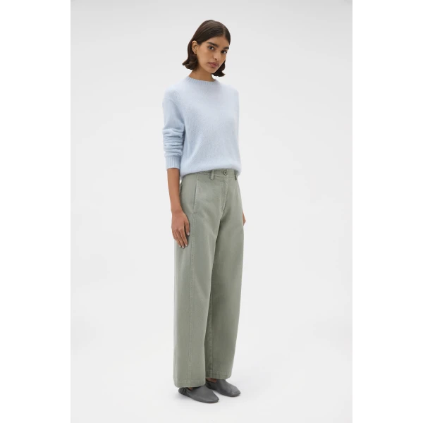 Oroton Barrel Twill Leg Pant Silver Sage, view 3