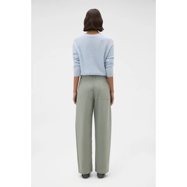 Oroton Barrel Twill Leg Pant Silver Sage, view 5