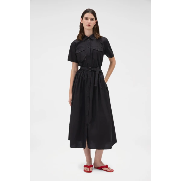 Oroton Belted Shirt Dress Black, view 2