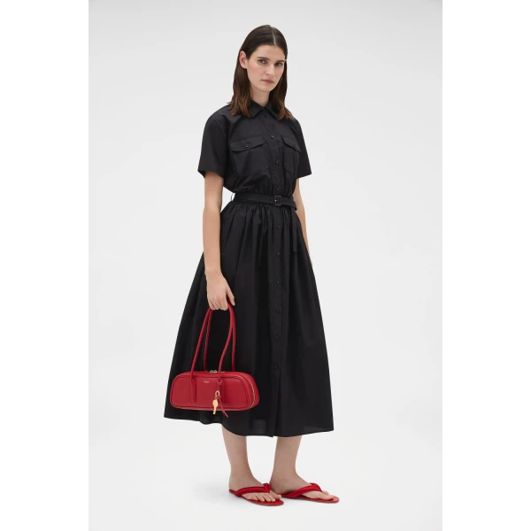 Oroton Belted Shirt Dress Black, view 6