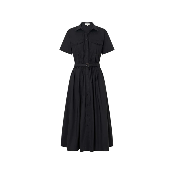 Oroton Belted Shirt Dress Black