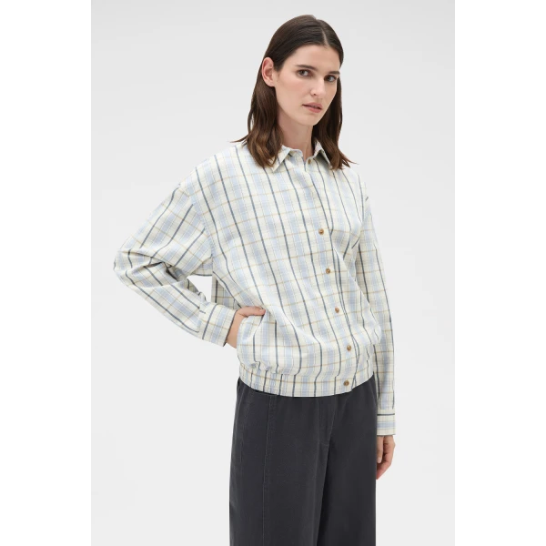 Oroton Boyfriend Check Shirt Blonde, view 2