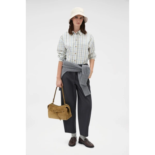 Oroton Boyfriend Check Shirt Blonde, view 6