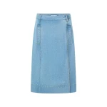 Oroton Button Detail Denim Skirt Light Vintage Wash