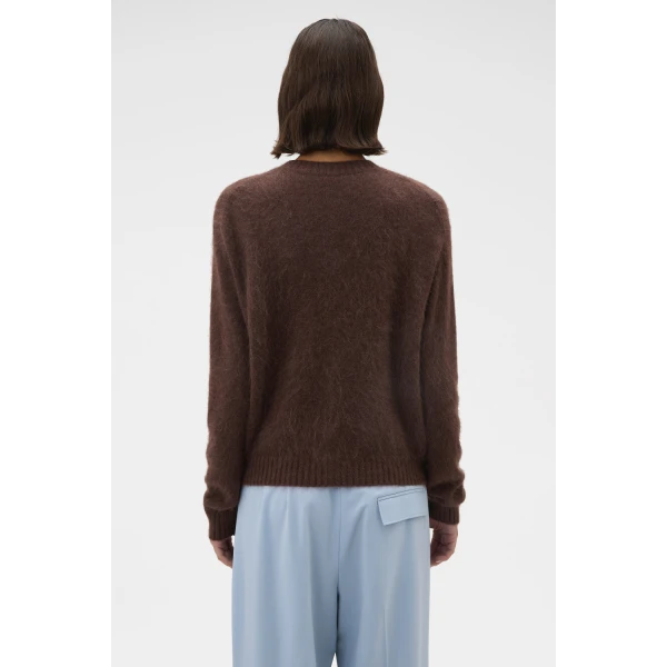 Oroton Cashmere Blend Cardigan Dark Chocolate, view 5