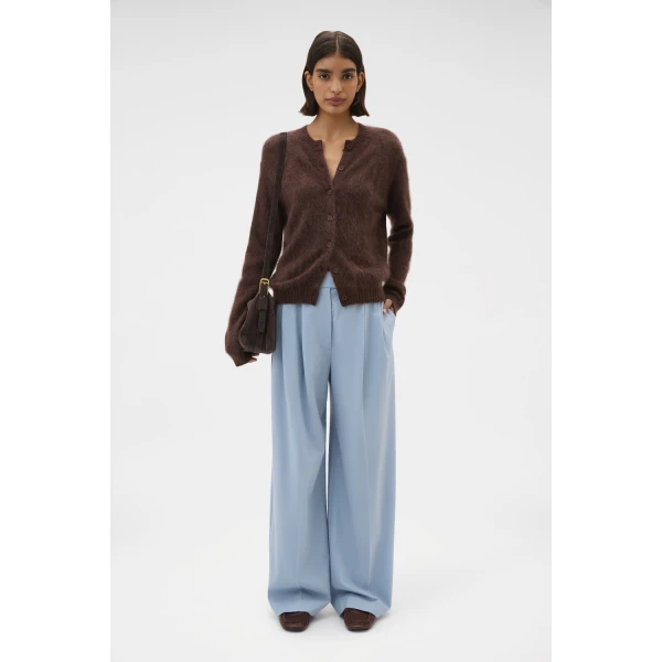Oroton Cashmere Blend Cardigan Dark Chocolate, view 6