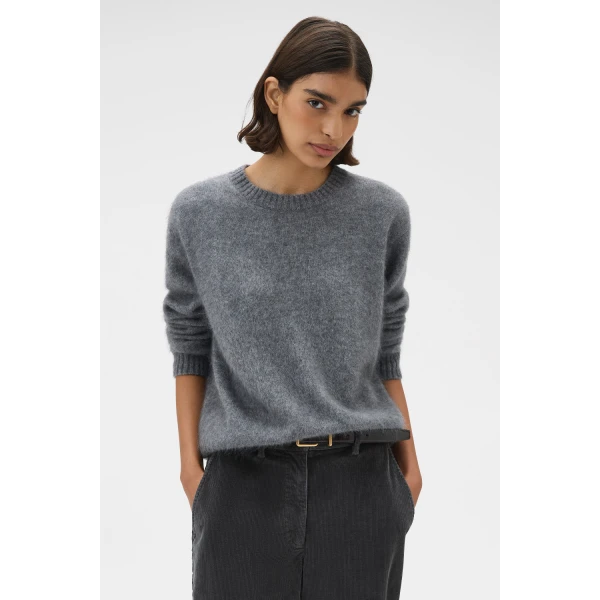 Oroton Cashmere Blend Knit Grey Marle, view 2