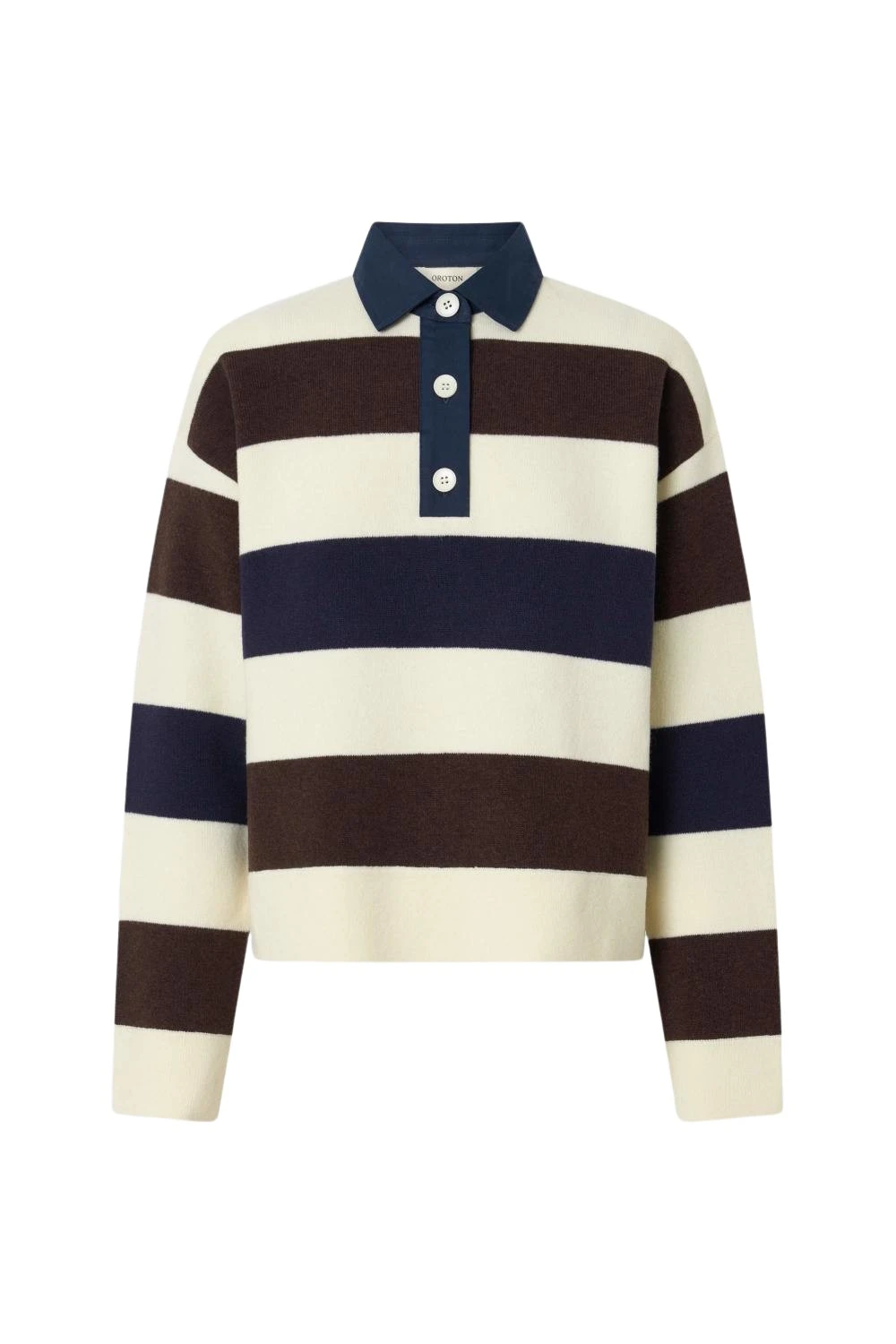 Oroton-Contrast-Collar-Rugby-Knit-Whipped-Cream84036_nobg Oroton Contrast Collar Rugby Knit Whipped Cream