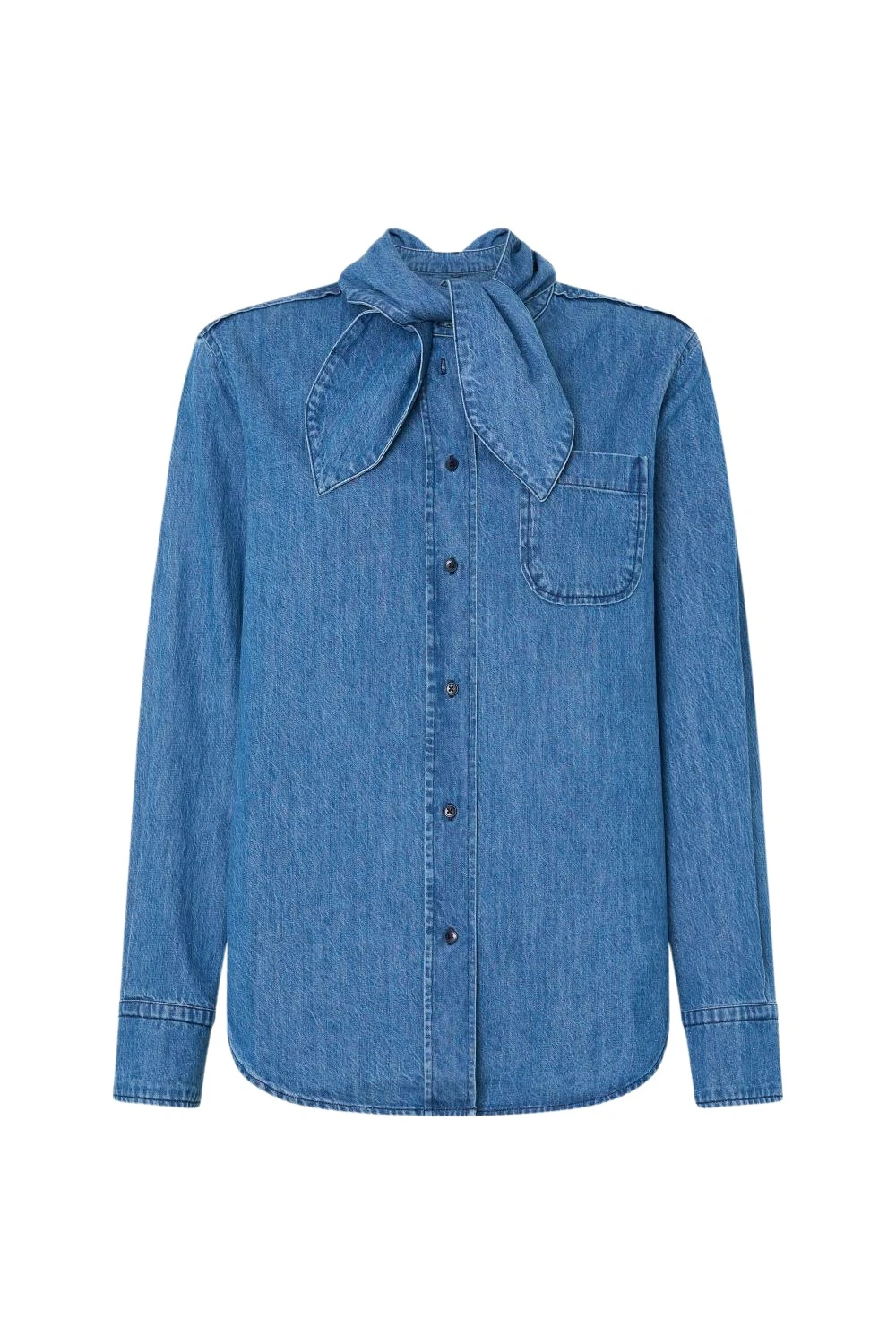 Oroton-Denim-Tie-Neck-Shirt-Denim61038_nobg Oroton Denim Tie Neck Shirt Denim