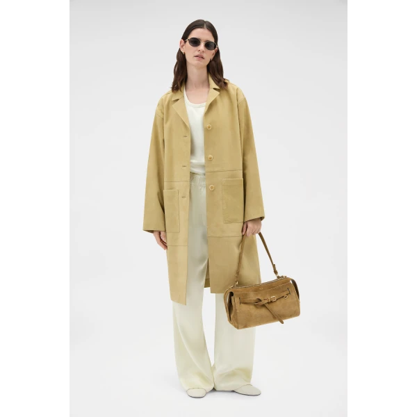 Oroton Double Satin Pyjama Pant Champagne, view 3