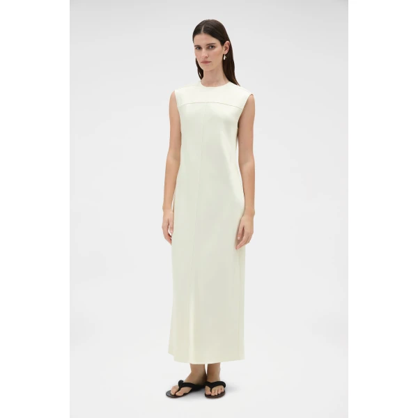 Oroton Double Satin Sheath Dress Champagne, view 2