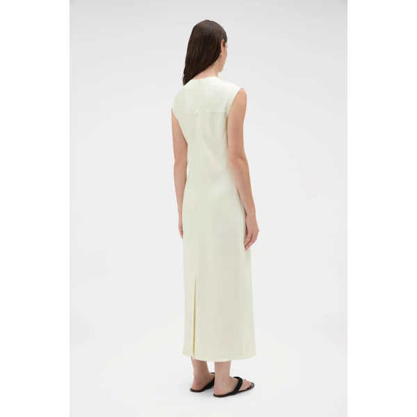 Oroton Double Satin Sheath Dress Champagne, view 5