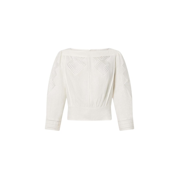 Oroton Drawn Thread Detail Blouse White