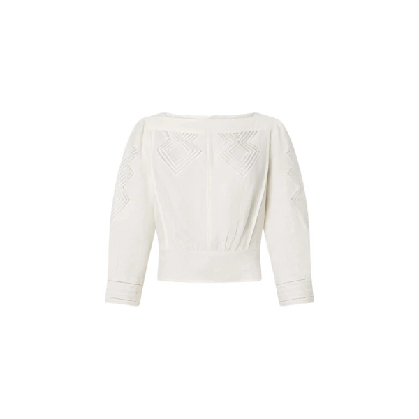 Oroton Drawn Thread Detail Blouse White