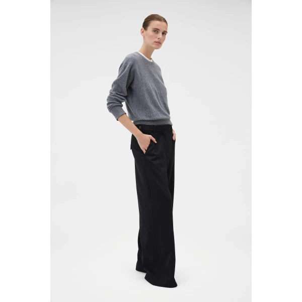 Oroton Flat Front Pant Black, view 3