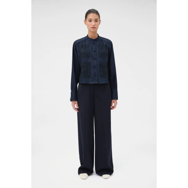 Oroton Flat Front Pant North Sea, view 2