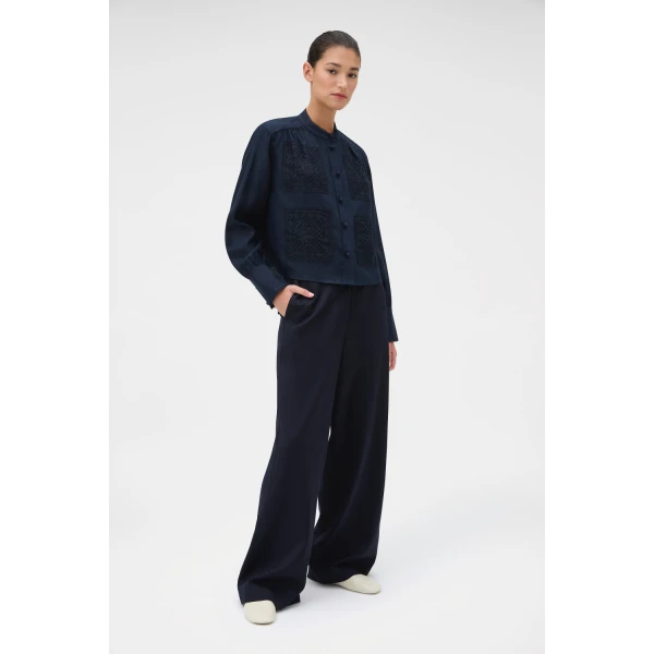 Oroton Flat Front Pant North Sea, view 3