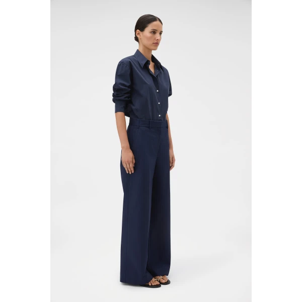 Oroton Flat Front Wide Leg Pant North Sea, view 3