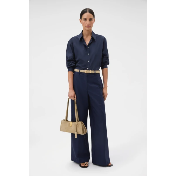 Oroton Flat Front Wide Leg Pant North Sea, view 6