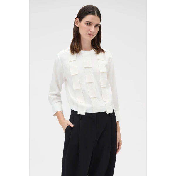 Oroton Folded Ribbon Top Antique White, view 2