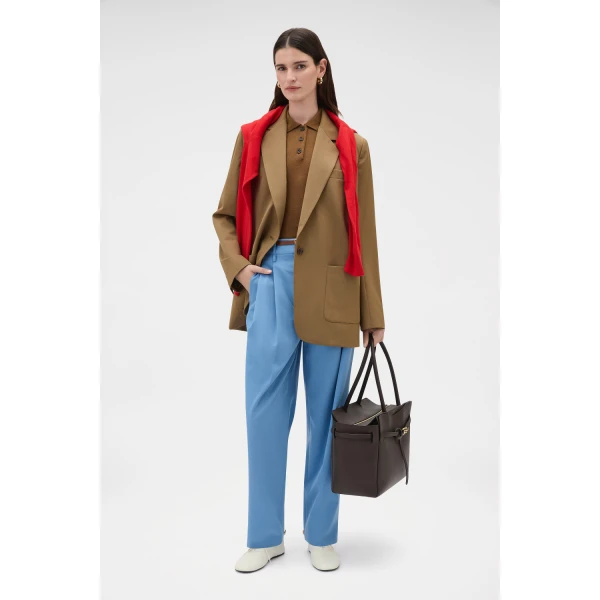 Oroton Knit Polo Top Dark Rye, view 6