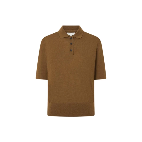 Oroton Knit Polo Top Dark Rye