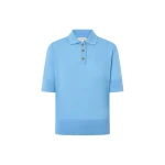 Oroton Knit Polo Top Porcelain Blue