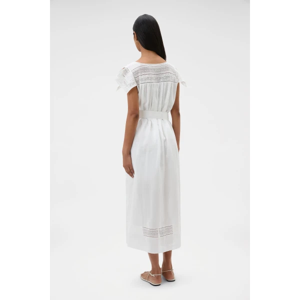 Oroton Lace Trim Day Dress White, view 5