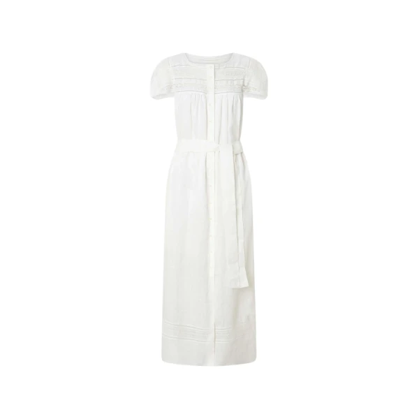 Oroton Lace Trim Day Dress White