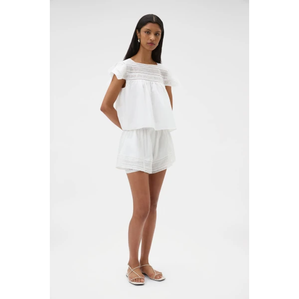 Oroton Lace Trim Short White, view 3