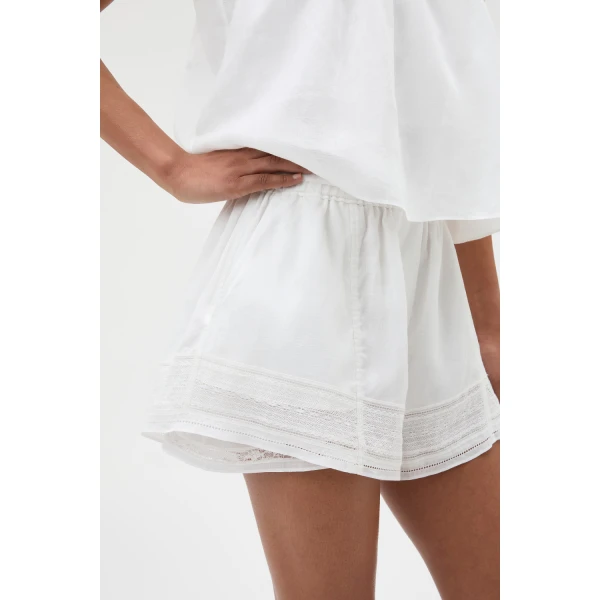 Oroton Lace Trim Short White, view 4