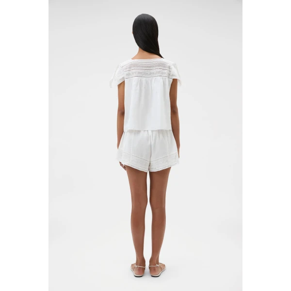 Oroton Lace Trim Short White, view 5