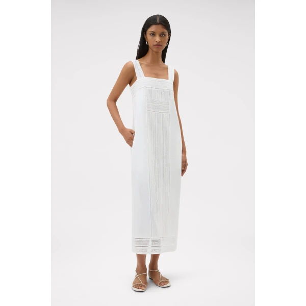 Oroton Lace Trim Slip Dress White, view 2