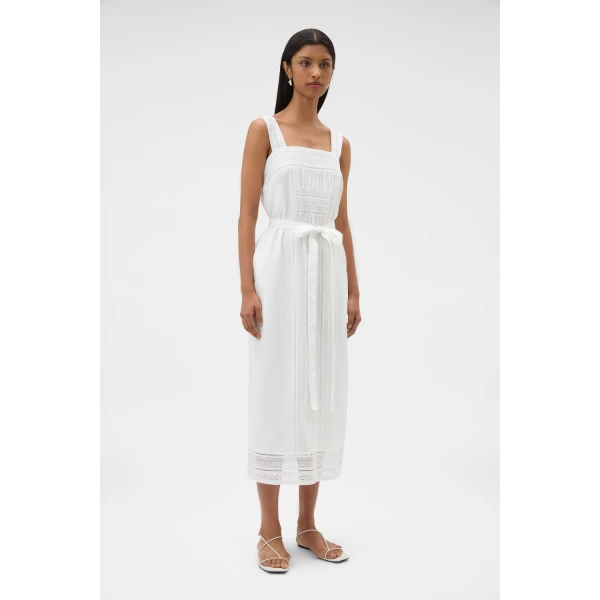 Oroton Lace Trim Slip Dress White, view 3