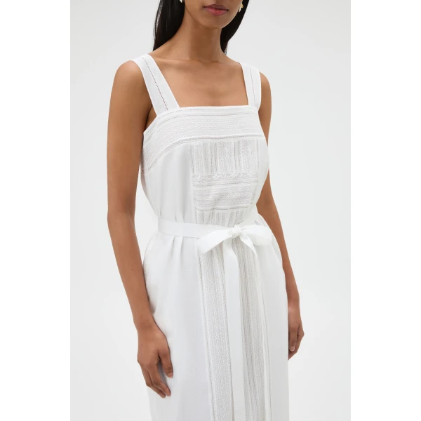 Oroton Lace Trim Slip Dress White, view 4