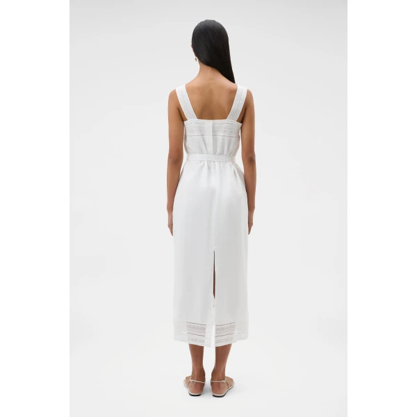 Oroton Lace Trim Slip Dress White, view 5