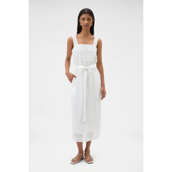 Oroton Lace Trim Slip Dress White, view 6