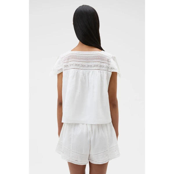 Oroton Lace Trim Top White, view 5