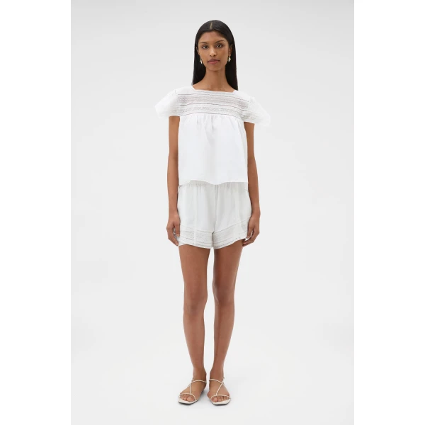 Oroton Lace Trim Top White, view 6