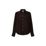 Oroton Long Sleeve Shirt Dark Chocolate