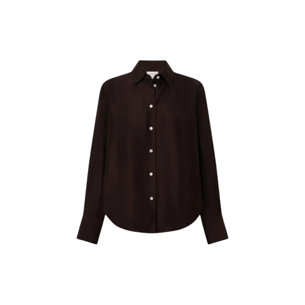 Oroton Long Sleeve Shirt Dark Chocolate