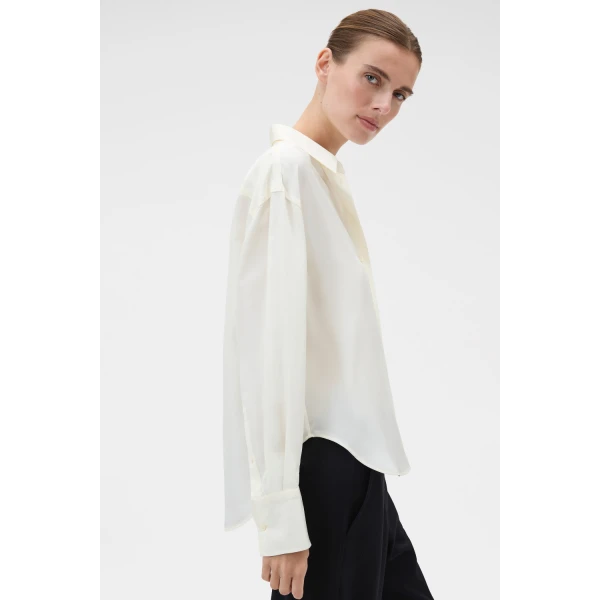 Oroton Long Sleeve Shirt Soft Cream, view 3