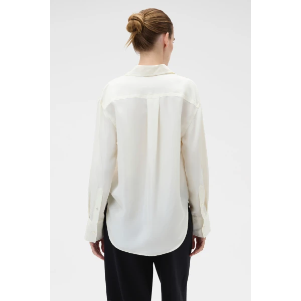 Oroton Long Sleeve Shirt Soft Cream, view 5