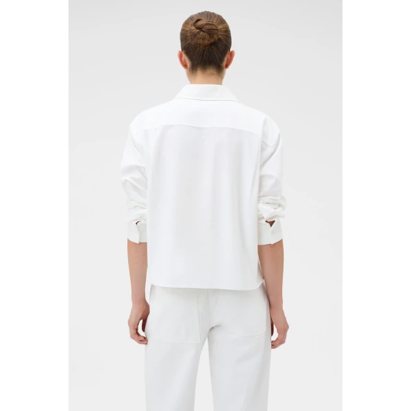 Oroton Oxford Cropped Shirt Antique White, view 5