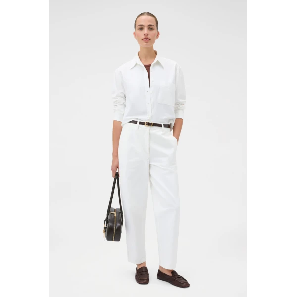 Oroton Oxford Cropped Shirt Antique White, view 6