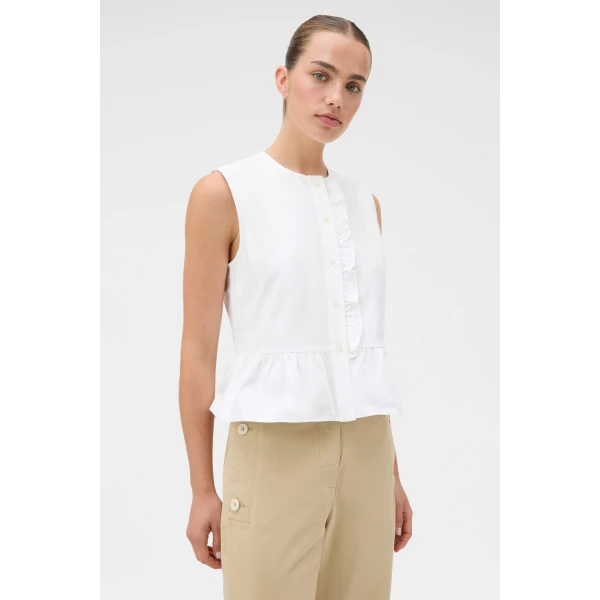 Oroton Oxford Peplum Top Antique White, view 2