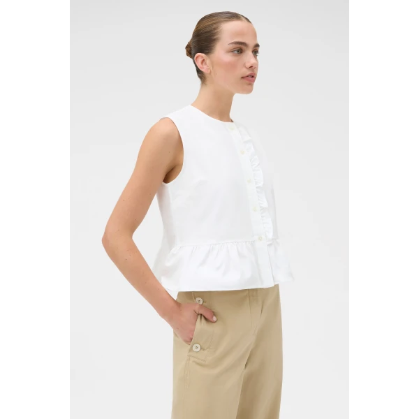 Oroton Oxford Peplum Top Antique White, view 3